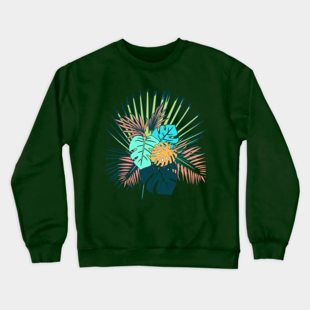 Tropical Leaves Crewneck Sweatshirt by bruxamagica